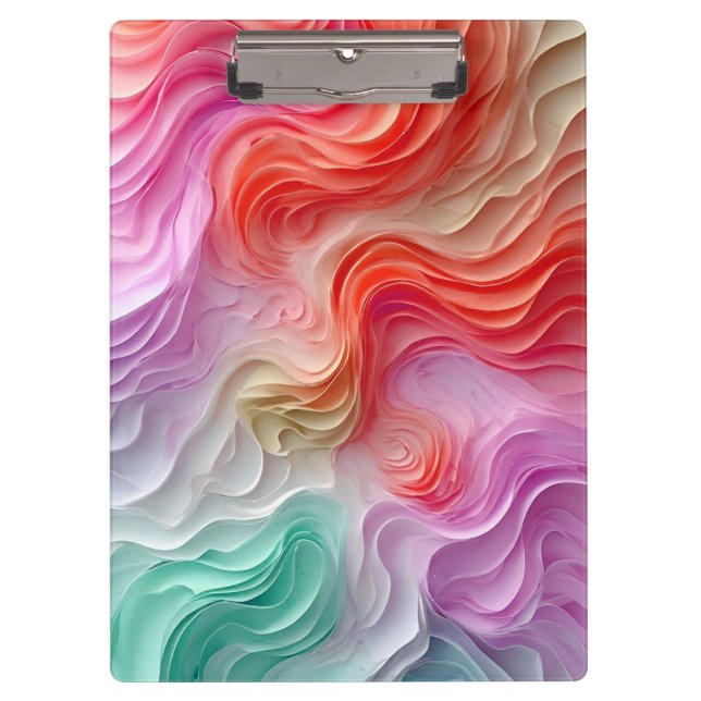 Abstract Pastel Colored Waves Clipboard (Front)