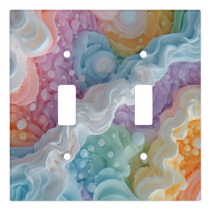 Abstract Pastel Colored Waves Light Switch Cover