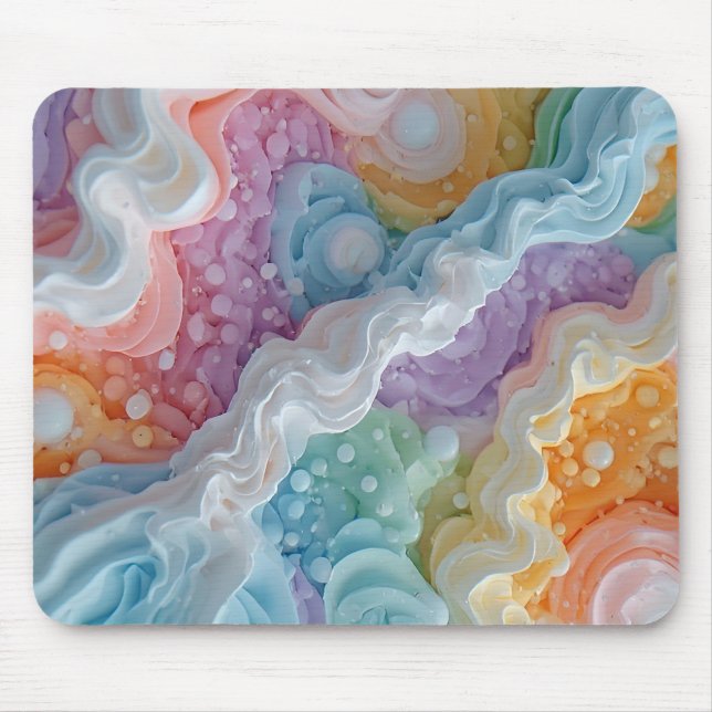 Abstract Pastel Colored Waves Mouse Pad (Front)