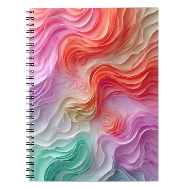 Abstract Pastel Colored Waves Notebook (Front)