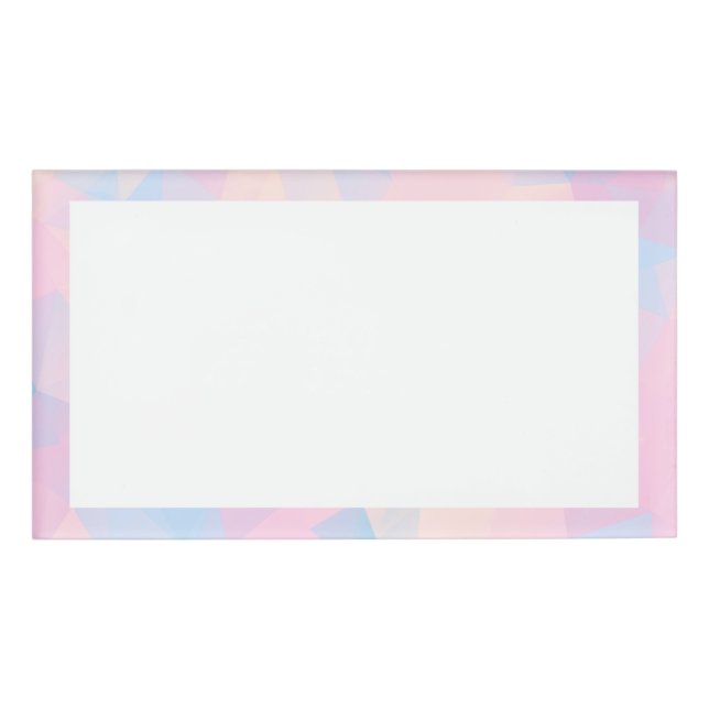 Abstract Pastel Colors Low Poly Background Name Tag (Front)