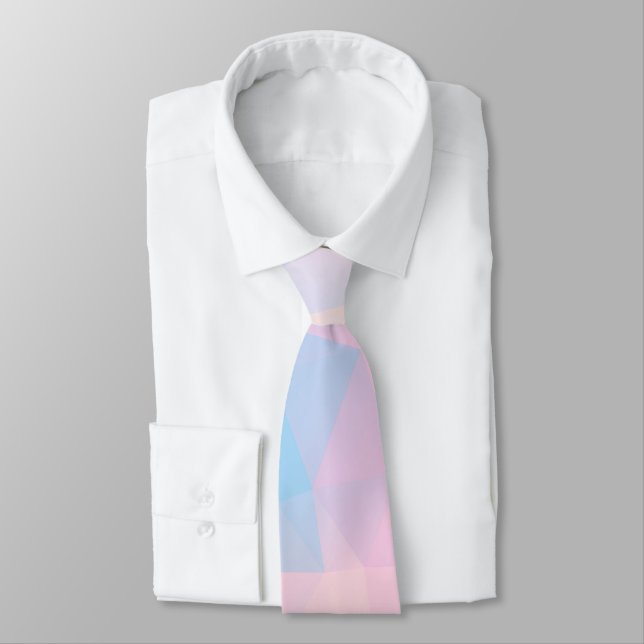 Abstract Pastel Colors Low Poly Background Neck Tie (Tied)