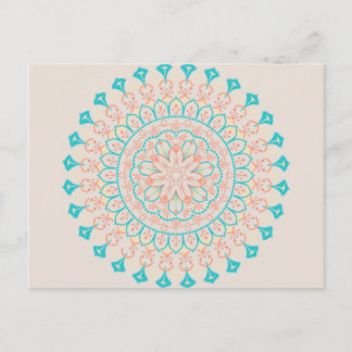 Abstract Pastel Colors Mandala Postcard