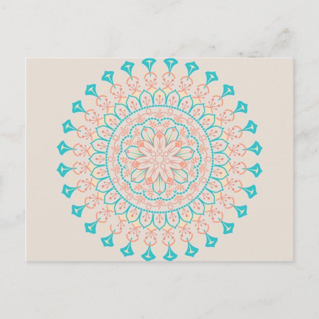 Abstract Pastel Colors Mandala Postcard (Front)