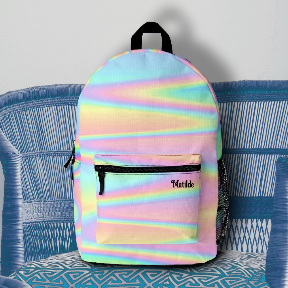 Abstract Pastel Colors Custom Name Printed Backpack
