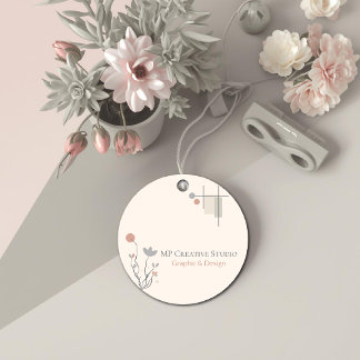 Abstract Pastel Design: Modern Florals & Geometry Favor Tags