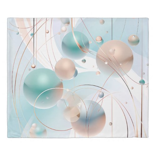 Abstract pastel design with circles and lines duvet cover