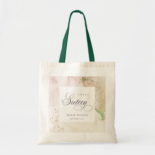 Abstract Pastel Dusky Pink Green Sweet 16 Birthday Tote Bag