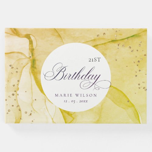 Abstract Pastel Earthy Lime Green Any Age Birthday Guest Book