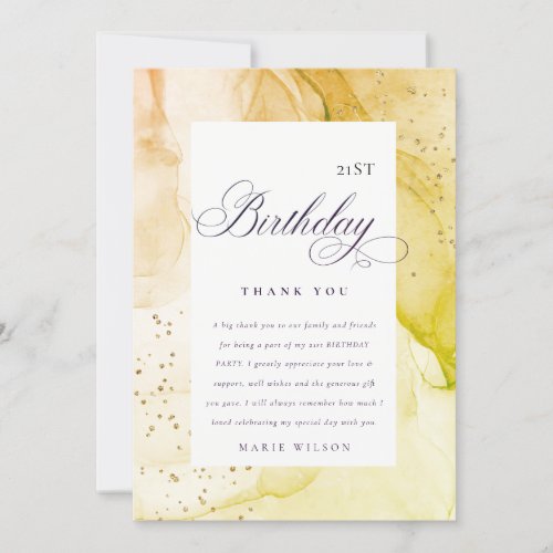 Abstract Pastel Earthy Lime Green Any Age Birthday Thank You Card