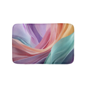 Abstract Pastel Fabric Waves  Bath Mat