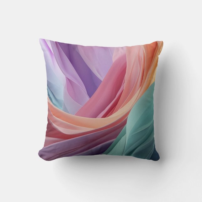 Abstract Pastel Fabric Waves  Throw Pillow (Front)