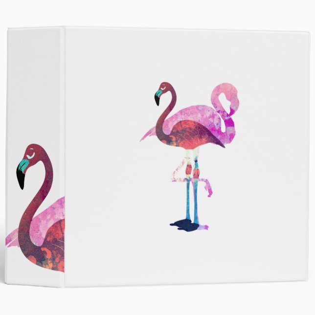 Abstract Pastel Flamingos 3 Ring Binder (Front/Spine)