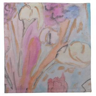 Abstract Pastel Floral Cloth Napkin