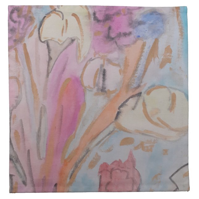 Abstract Pastel Floral Cloth Napkin (Front)