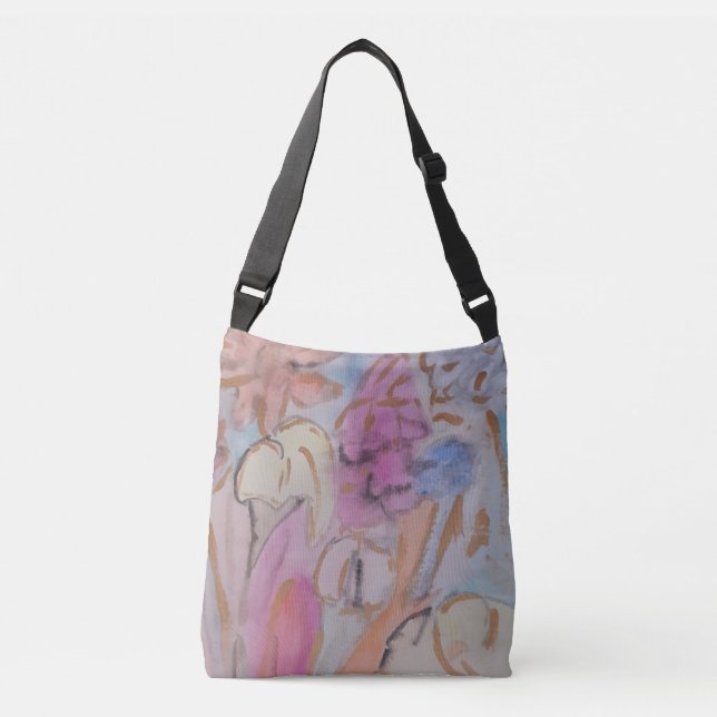 Abstract Pastel Floral Crossbody Bag (Front)