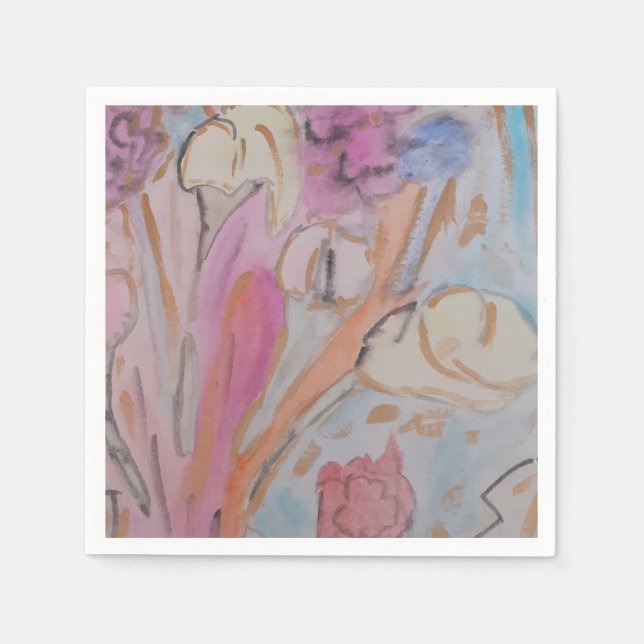 Abstract Pastel Floral Napkins (Front)