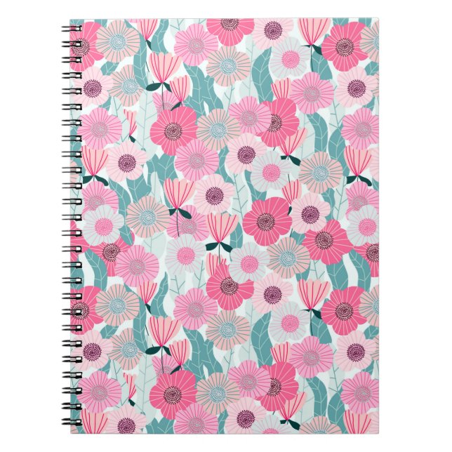 Abstract pastel floral pattern. Beautiful pink flo Notebook (Front)