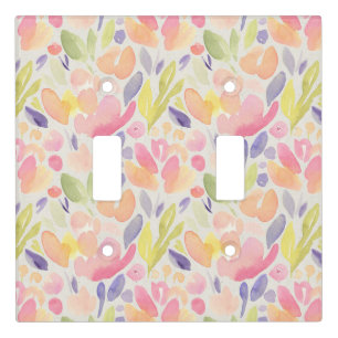 Abstract Pastel Floral Pattern Light Switch Cover