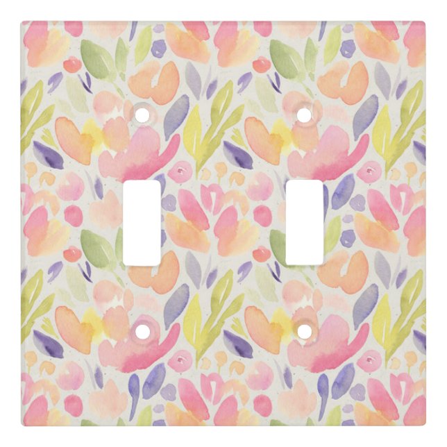 Abstract Pastel Floral Pattern Light Switch Cover (Front)