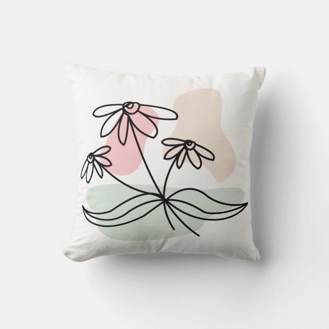 Abstract Pastel Floral Pencil  Throw Pillow (Front)