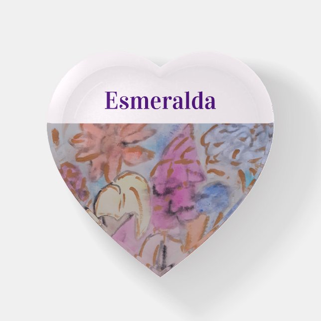 Abstract Pastel Floral Personalized Paperweight (Front)