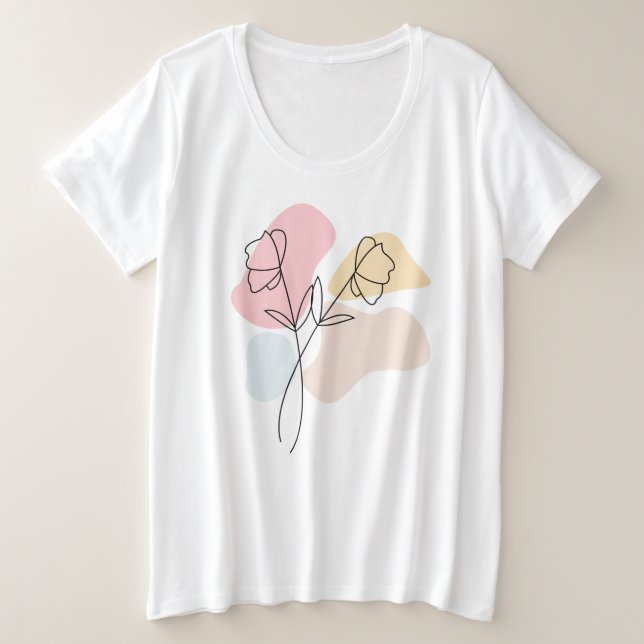 Abstract Pastel Floral   Plus Size T-Shirt (Design Front)