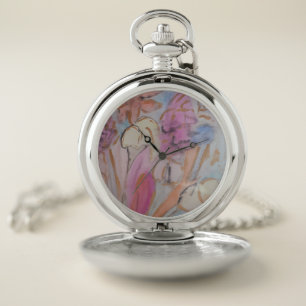 Abstract Pastel Floral Pocket Watch