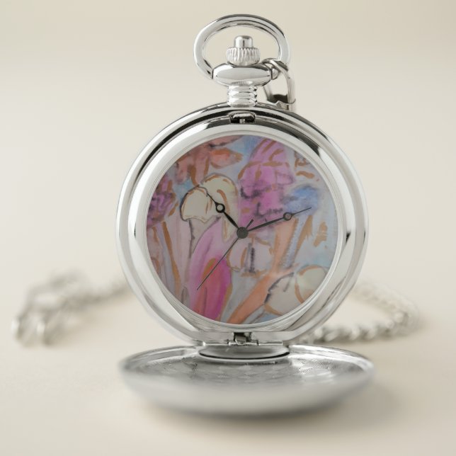 Abstract Pastel Floral Pocket Watch (Inside)