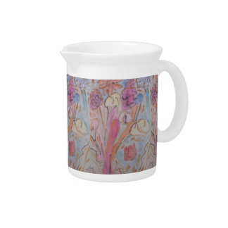 Abstract Pastel Floral Porcelain Pitcher