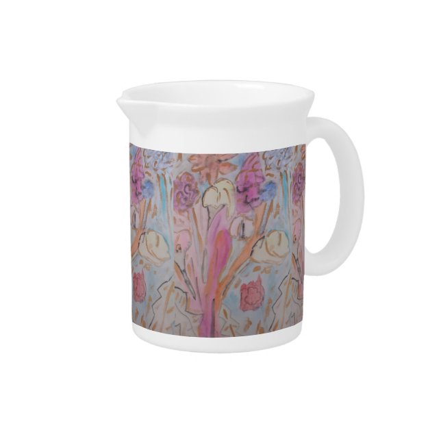 Abstract Pastel Floral Porcelain Pitcher (Right)