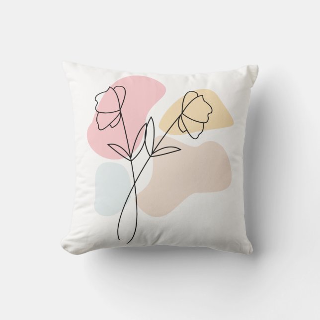 Abstract Pastel Floral  Throw Pillow (Front)
