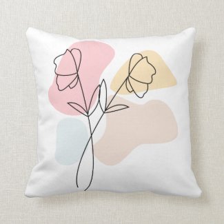 Abstract Pastel Floral  Throw Pillow