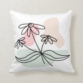 Abstract Pastel Floral  Throw Pillow