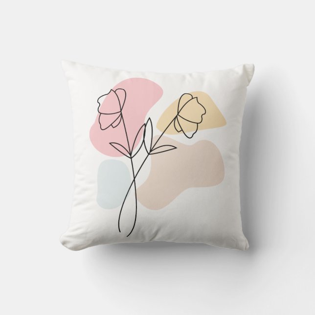Abstract Pastel Floral  Throw Pillow (Front)