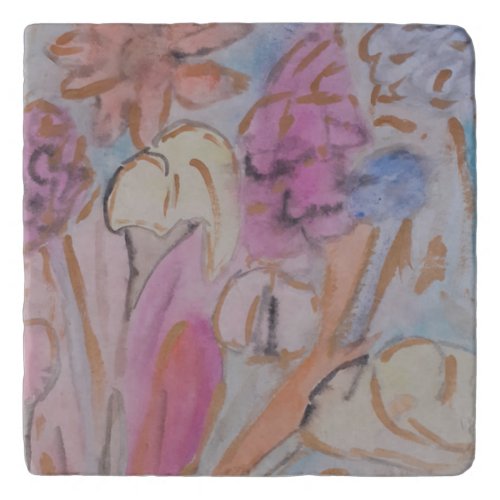 Abstract Pastel Floral Trivet