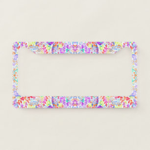 Abstract pastel flowers license plate frame