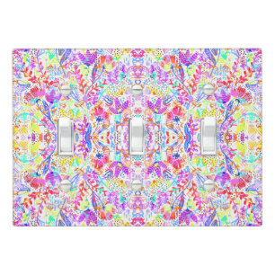 Abstract pastel flowers light switch cover