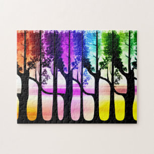 Abstract Pastel Forest Colorful Leaves Jigsaw Puzzle