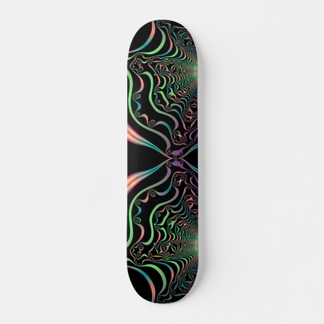 Abstract Pastel Fractal Web Skateboard Deck (Front)
