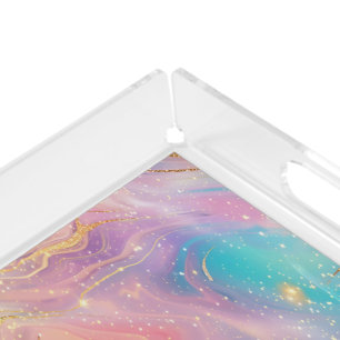 Abstract Pastel Glitter Seamless Pattern Acrylic Tray