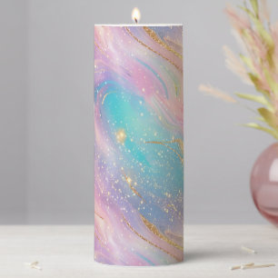 Abstract Pastel Glitter Seamless Pattern Pillar Candle