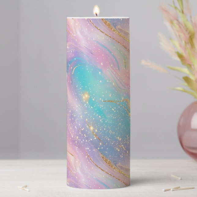 Abstract Pastel Glitter Seamless Pattern Pillar Candle (In Situ)