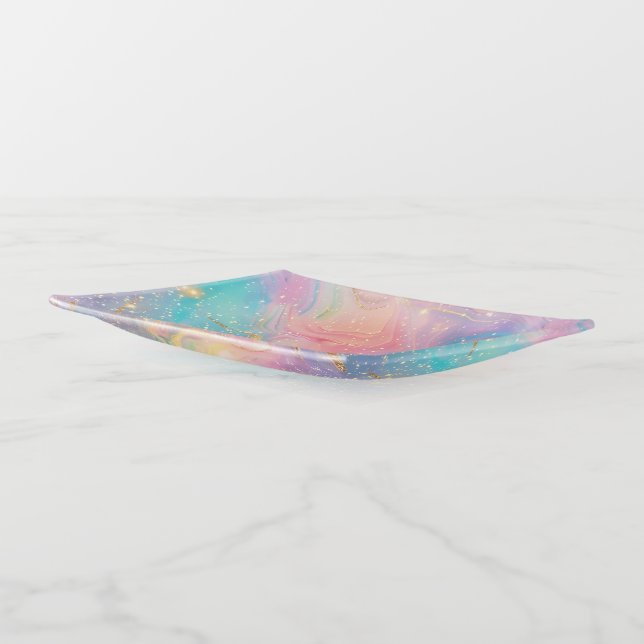 Abstract Pastel Glitter Seamless Pattern Trinket Tray (Angled)