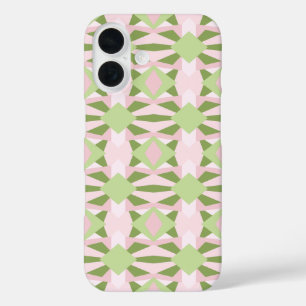 Abstract Pastel Green And Pink Geometric Pattern iPhone 16 Case
