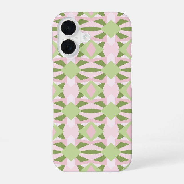 Abstract Pastel Green And Pink Geometric Pattern Iphone Case (Back)