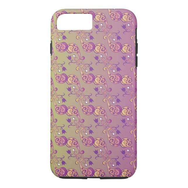 Abstract Pastel Green and Pink Paisley Floral Case-Mate iPhone Case (Back)