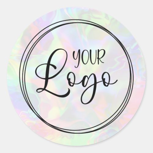 Abstract Pastel Holographic Business Logo Classic Round Sticker