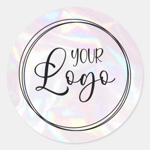 Abstract Pastel Holographic Your Logo Here Classic Round Sticker