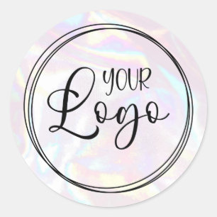 Abstract Pastel Holographic Your Logo Here Classic Round Sticker